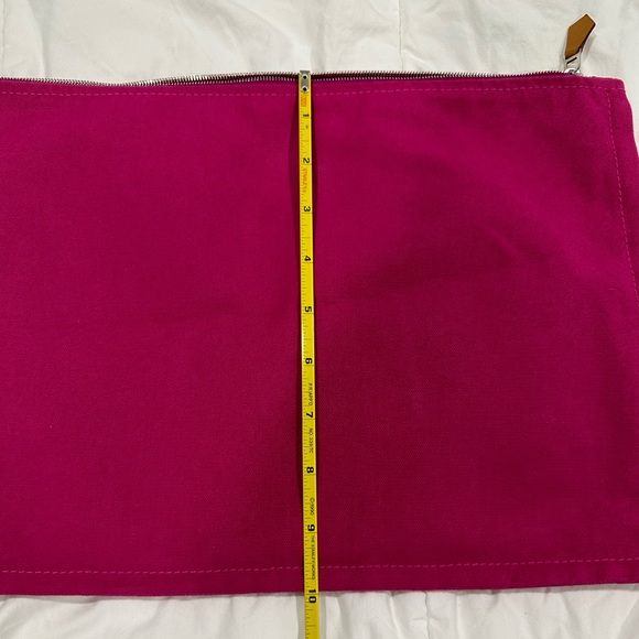 HERMES BORA BORA GM Pink Canvas Leather Cotton Pouch Flat Clutch Bag - Picture 10 of 10